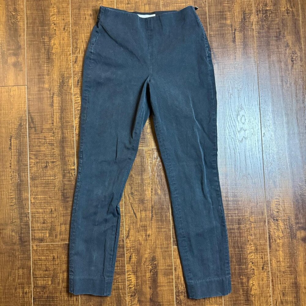Everlane Bi-Stretch Work Pants Side Zip Slim Black Cotton Trouser Women's 0